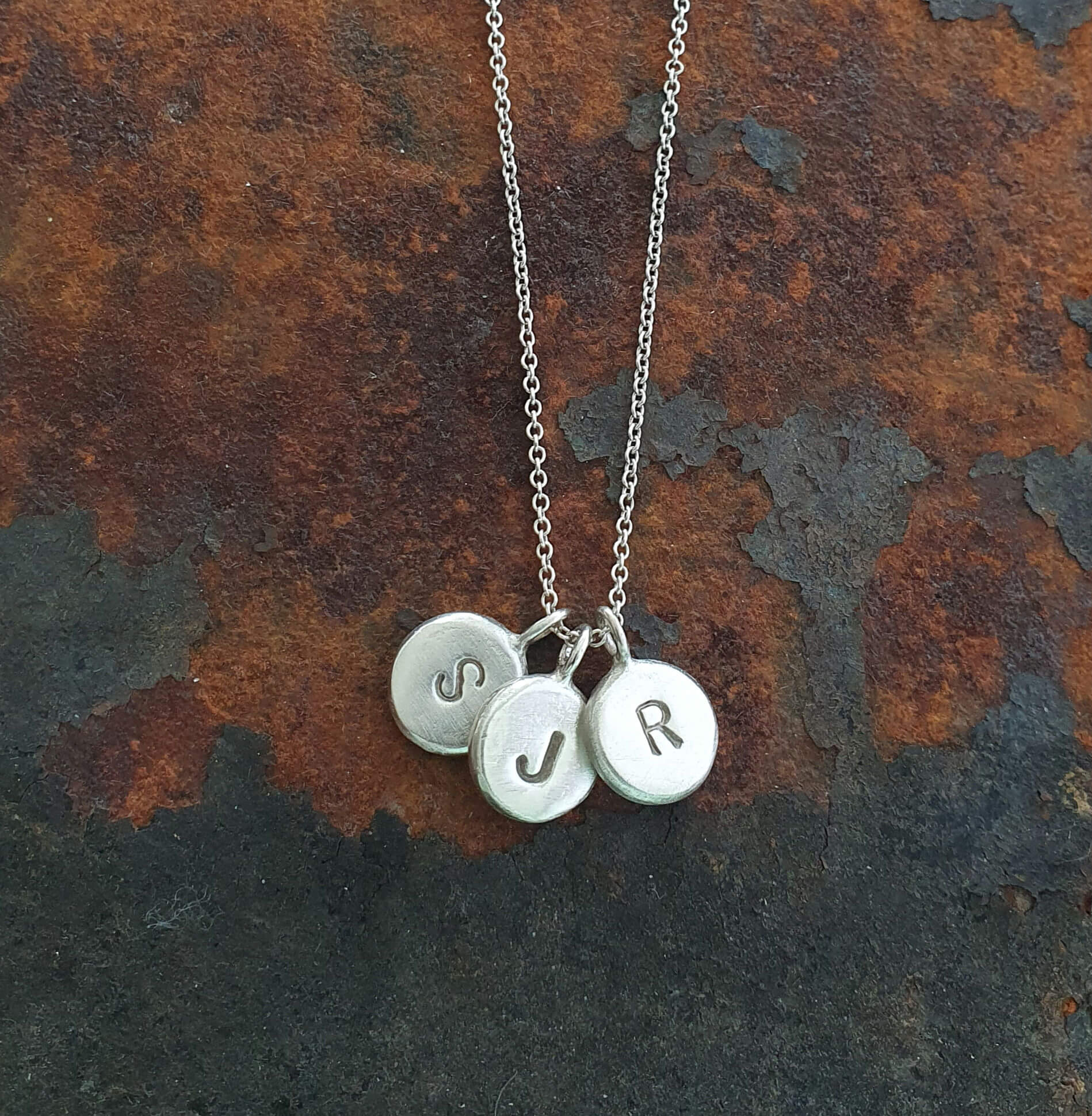 ingot triple initial sterling silver necklace